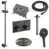 Brauer Carving 5-GM-206 thermostatische inbouw regendouche met drukknoppen SET 71 gunmetal geborsteld PVD