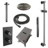 Brauer Carving 5-GM-137 thermostatische inbouw regendouche 3-weg omstelling SET 41 gunmetal geborsteld PVD