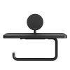 Geesa Opal Black 917224-06 toiletrolhouder met planchet zwart