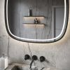 Phantom Mirrors Serie 008 008.60.60 Deens ovale LED spiegel op zwart frame, 60 cm met directe en indirecte led rondom