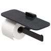 Geesa Shift Black 919948-06-M6 toiletrolhouder dubbel met planchet van matzwarte marmerlook mat zwart