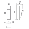 Inda MY Secret A8086ACE inbouwnis met toiletrolhouder en toiletborstelgarnituur 190x660mm mat cemento