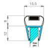 Exa-Lent Universal monsterstukje doucherubber type DS22 - 2cm lengte en geschikt voor glasdikte 8mm - magneet recht