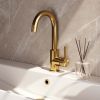 Brauer Carving 5-GG-003-R4 high body basin mixer with swivel round spout model A gold brushed PVD