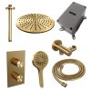 Brauer Carving 5-GG-132 thermostatische inbouw regendouche 3-weg omstelling SET 36 goud geborsteld PVD