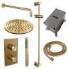 Brauer Carving 5-GG-136 thermostatische inbouw regendouche 3-weg omstelling SET 40 goud geborsteld PVD
