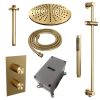 Brauer Carving 5-GG-138 thermostatische inbouw regendouche 3-weg omstelling SET 42 goud geborsteld PVD