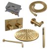 Brauer Carving 5-GG-187 thermostatische inbouw regendouche met drukknoppen SET 52 goud geborsteld PVD