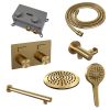 Brauer Carving 5-GG-190 thermostatische inbouw regendouche met drukknoppen SET 55 goud geborsteld PVD
