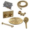 Brauer Carving 5-GG-191 thermostatische inbouw regendouche met drukknoppen SET 56 goud geborsteld PVD