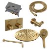 Brauer Carving 5-GG-193 thermostatische inbouw regendouche met drukknoppen SET 58 goud geborsteld PVD