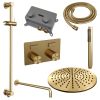 Brauer Carving 5-GG-199 thermostatische inbouw regendouche met drukknoppen SET 64 goud geborsteld PVD