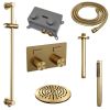 Brauer Carving 5-GG-200 thermostatische inbouw regendouche met drukknoppen SET 65 goud geborsteld PVD