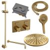 Brauer Carving 5-GG-205 thermostatische inbouw regendouche met drukknoppen SET 70 goud geborsteld PVD