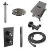 Brauer Carving 5-GM-125 thermostatische inbouw regendouche 3-weg omstelling SET 29 gunmetal geborsteld PVD