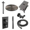 Brauer Carving 5-GM-126 thermostatische inbouw regendouche 3-weg omstelling SET 30 gunmetal geborsteld PVD