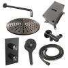 Brauer Carving 5-GM-130 thermostatische inbouw regendouche 3-weg omstelling SET 34 gunmetal geborsteld PVD