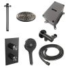 Brauer Carving 5-GM-131 thermostatische inbouw regendouche 3-weg omstelling SET 35 gunmetal geborsteld PVD