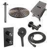 Brauer Carving 5-GM-132 thermostatische inbouw regendouche 3-weg omstelling SET 36 gunmetal geborsteld PVD