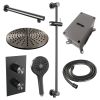 Brauer Carving 5-GM-140 thermostatische inbouw regendouche 3-weg omstelling SET 44 gunmetal geborsteld PVD