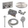 Brauer Carving 5-NG-195 thermostatische inbouw regendouche met drukknoppen SET 60 RVS geborsteld PVD