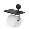 Geesa Opal Black 917224-06 toiletrolhouder met planchet zwart