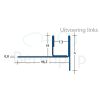 Blanke Aqua Keil Glas 193280B148L glas afsluitprofiel 1480x42mm links RVS geborsteld