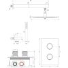 Brauer Carving 5-GG-122 thermostatische inbouw regendouche 3-weg omstelling SET 26 goud geborsteld PVD