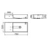 Clou Wash Me CL0213134 wastafel met kranenbank links 75x32cm aluite wit