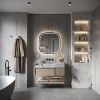 Phantom Mirrors Serie 008 008.100.100 Deens ovale LED spiegel op zwart frame, 100 cm met directe en indirecte led rondom