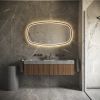 Phantom Mirrors Serie 009 009.120.70 Deens ovale LED spiegel op zwart frame, 120x70 cm met directe en indirecte led rondom
