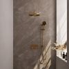 Brauer Carving 5-GG-205 thermostatische inbouw regendouche met drukknoppen SET 70 goud geborsteld PVD
