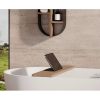 Looox Bath Collection WBSHELF78RVS badplank 78 cm massief eiken old grey met inzet geborsteld RVS