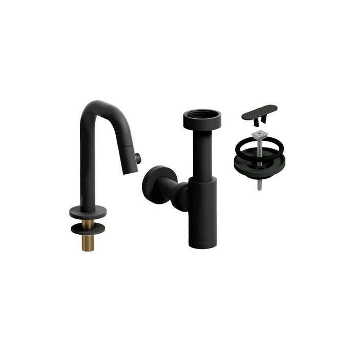 Clou Kaldur CL060509921 set tbv (New)Flush / First fountains - Springbrunnenhahn (rechte Version), Siphon und Ablassschraube, mattschwarz