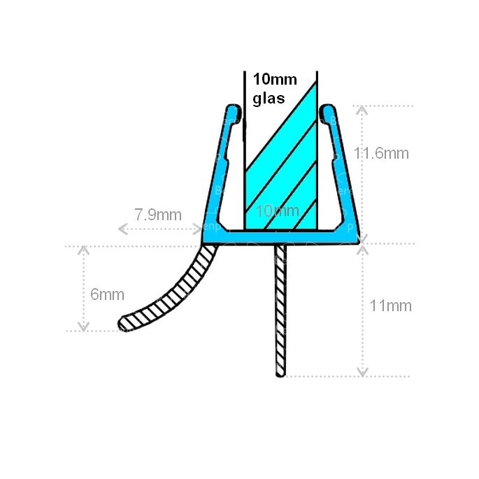 Exa-Lent Universal monsterstukje doucherubber type DS02 - 2cm lengte en geschikt voor glasdikte 10mm - 2 flapjes