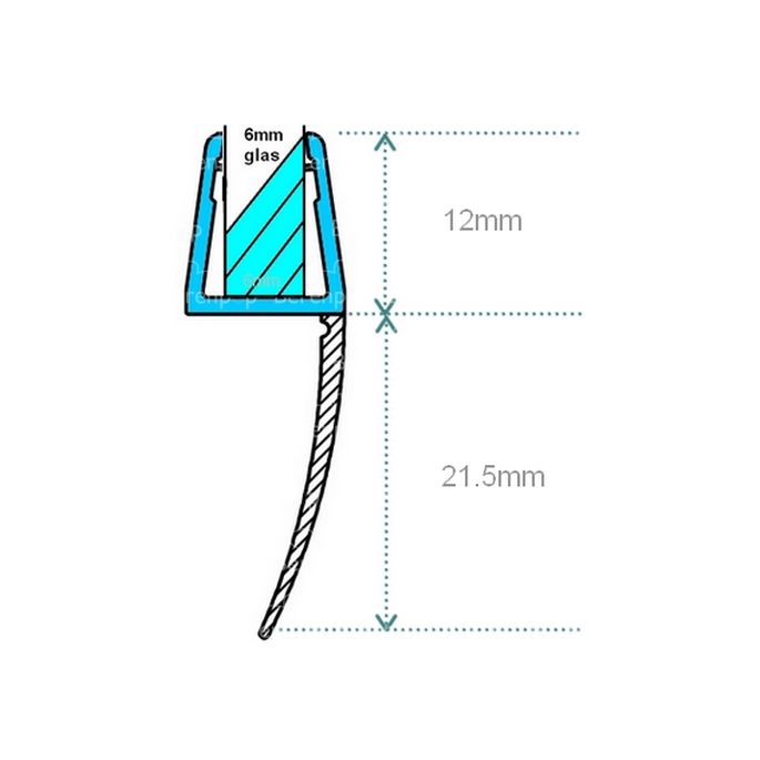 Exa-Lent Universal monsterstukje doucherubber type DS04 - 2cm lengte en geschikt voor glasdikte 6mm - 1 flap