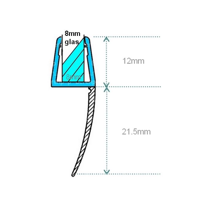 Exa-Lent Universal monsterstukje doucherubber type DS04 - 2cm lengte en geschikt voor glasdikte 8mm - 1 flap