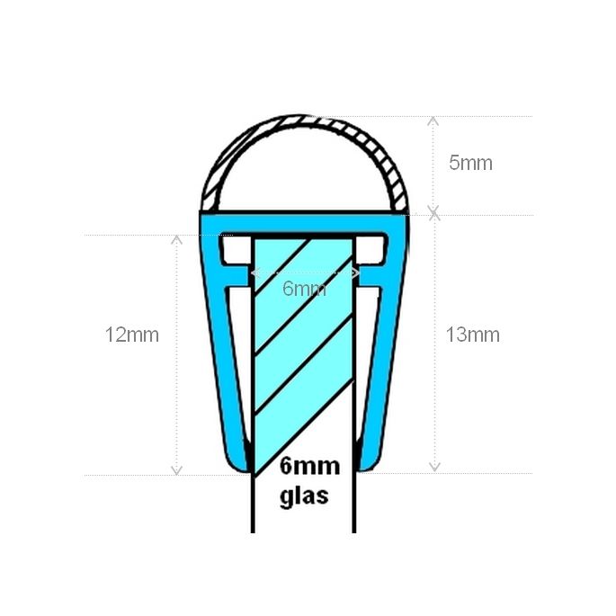 Exa-Lent Universal monsterstukje doucherubber type DS06 - 2cm lengte en geschikt voor glasdikte 6mm - 1 balgje van 5mm (bolletje)