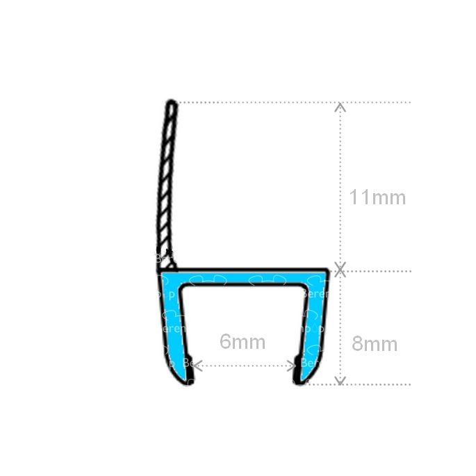 Exa-Lent Universal monsterstukje doucherubber type DS30 - 2cm lengte en geschikt voor glasdikte 6mm - 1 flap (van 11mm)