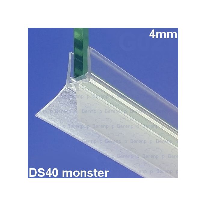 Exa-Lent Universal monsterstukje doucherubber type DS40 - 2cm lengte en geschikt voor glasdikte 4mm - 2 flapjes