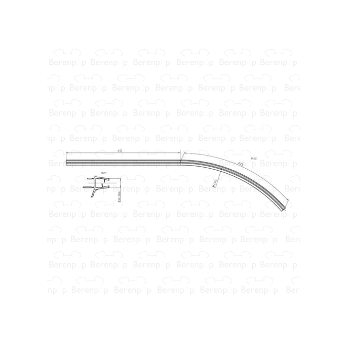 Duscholux 250353.01.006.000 curved drainage profile horizontal, right, 86cm, 8mm