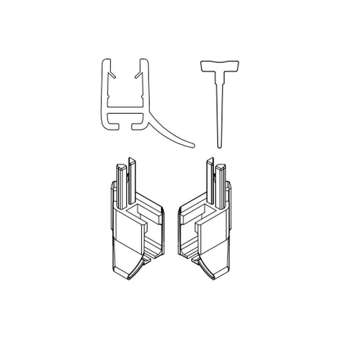 HSK Exklusiv E85058-1-41 horizontaal afdichtingsprofiel (120cm) met inschuifrubber (200cm, hoogte 14,5mm) en eindkapjes chroom
