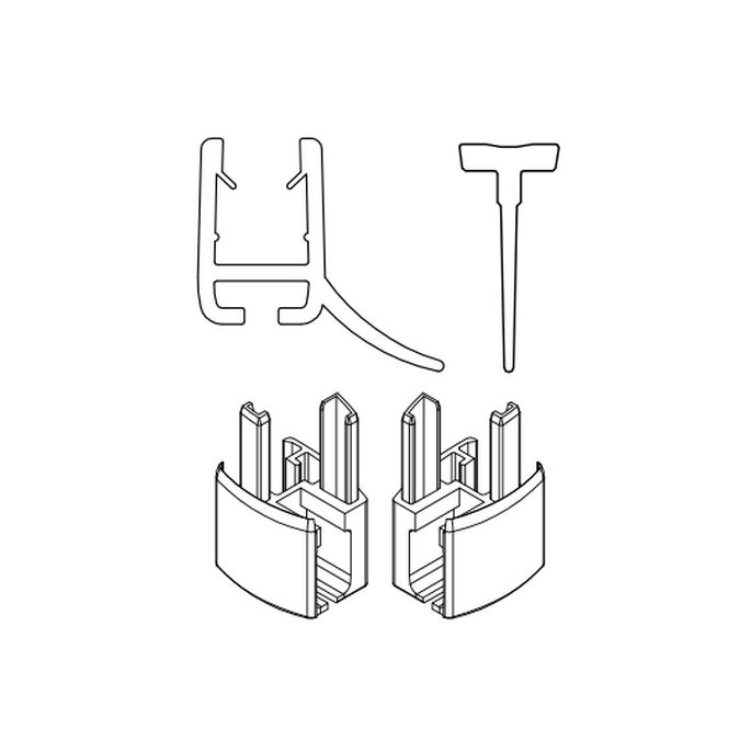 HSK Exklusiv E85058-2-01 2x horizontaal afdichtingsprofiel (120cm) met inschuifrubber (200cm, hoogte 14,5mm) en eindkapjes alu mat zilver