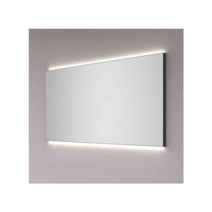 Hipp Design SPV 10020 BL spiegel in mat zwart 100x70cm met indirecte LED verlichting boven en onder en spiegelverwarming