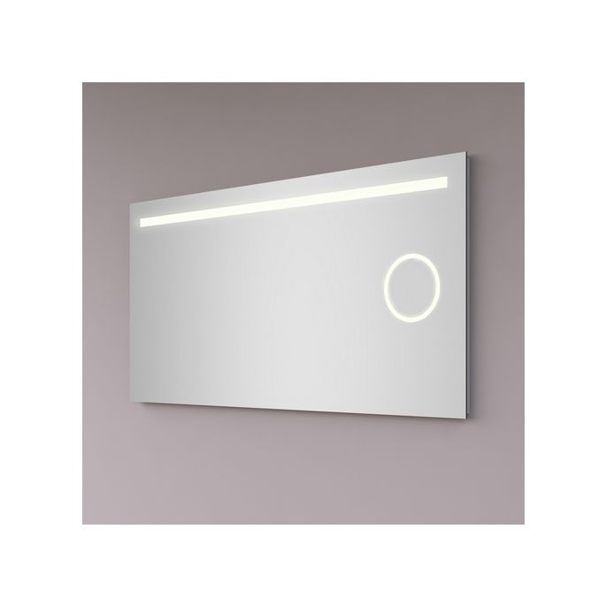 Hipp Design SPV 6010.70 spiegel 80x70cm met 1 horizontale LED baan, vergrootspiegel en spiegelverwarming