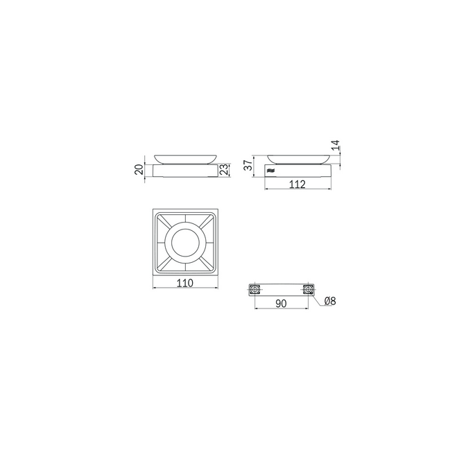 Inda Divo 1500 A15110CR03 zeephouder helder glas chroom