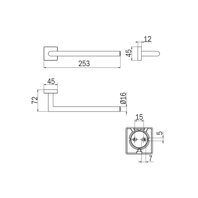 Inda Forum Quadra 3000 A3018ACR handdoekhouder 25 cm chroom