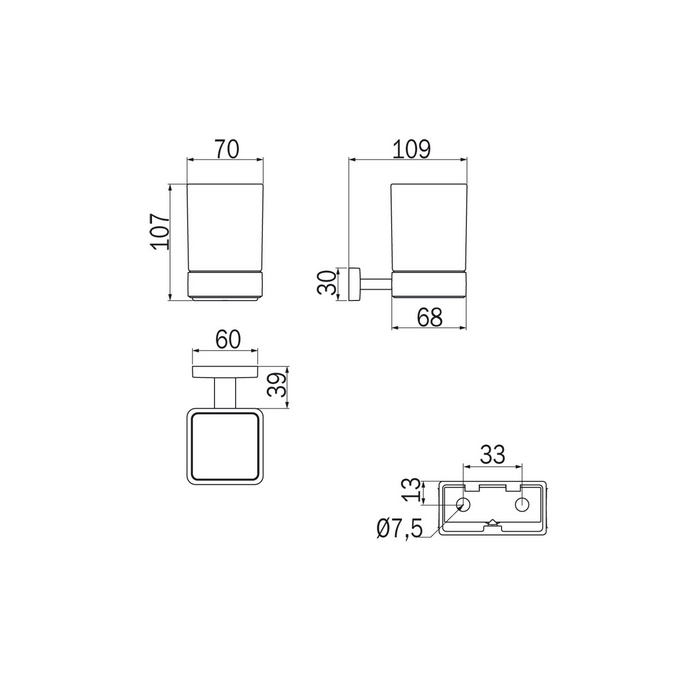 Inda Lea 1800 A18100CR21 bekerhouder gesatineerd glas chroom