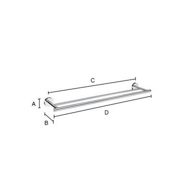 Smedbo Home HK3364 dubbele handdoekhouder 65cm chroom