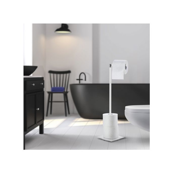 Smedbo Outline Lite FX635 toilet roll holder with spare toilet roll holder matt white stainless steel